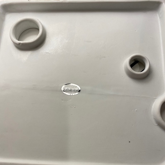 Abbott Collection White Ceramic Swiss Cheese Cutting Board with Silver Slicer - Picture 4 of 4